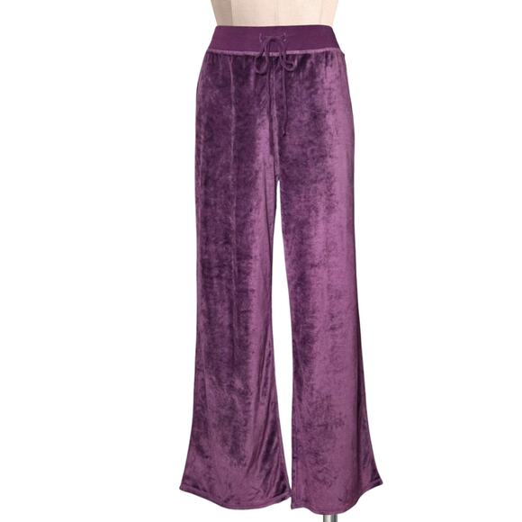 DANSKIN NOW Gorgeous Purple Soft Velvet Drawstring Jogger Lounge Pants L - Picture 1 of 1